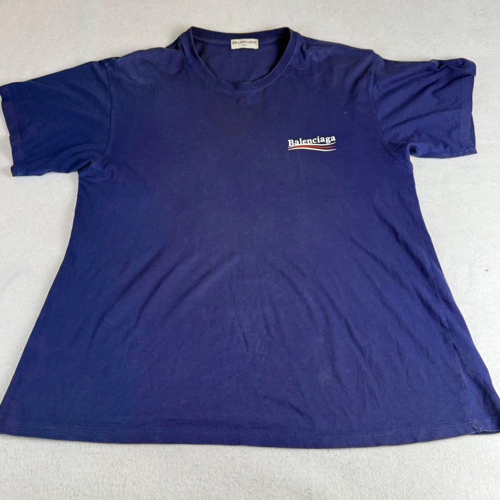 Balenciaga Political Campaign Logo T-Shirt Blue 492258 TYK22 Men's Size S